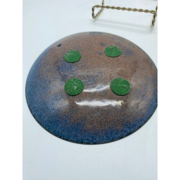 Vintage Enamel on Copper Plate Organic Design Mid Century Bamboo
Floral. - Picture 4 of 6